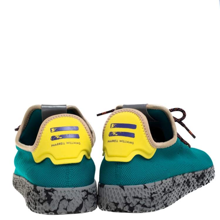 Pre Owned  Pharrell Williams x Adidas Green Mesh Tennis Hu 'Teal' Sneakers Size 46