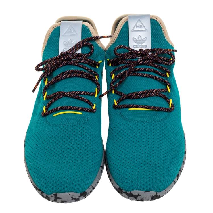 Pre Owned  Pharrell Williams x Adidas Green Mesh Tennis Hu 'Teal' Sneakers Size 46