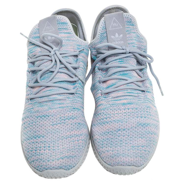 Pre Owned Pharrell Williams x Adidas Grey/Pink Cotton Knit  PW Tennis Hu Sneakers Size 46