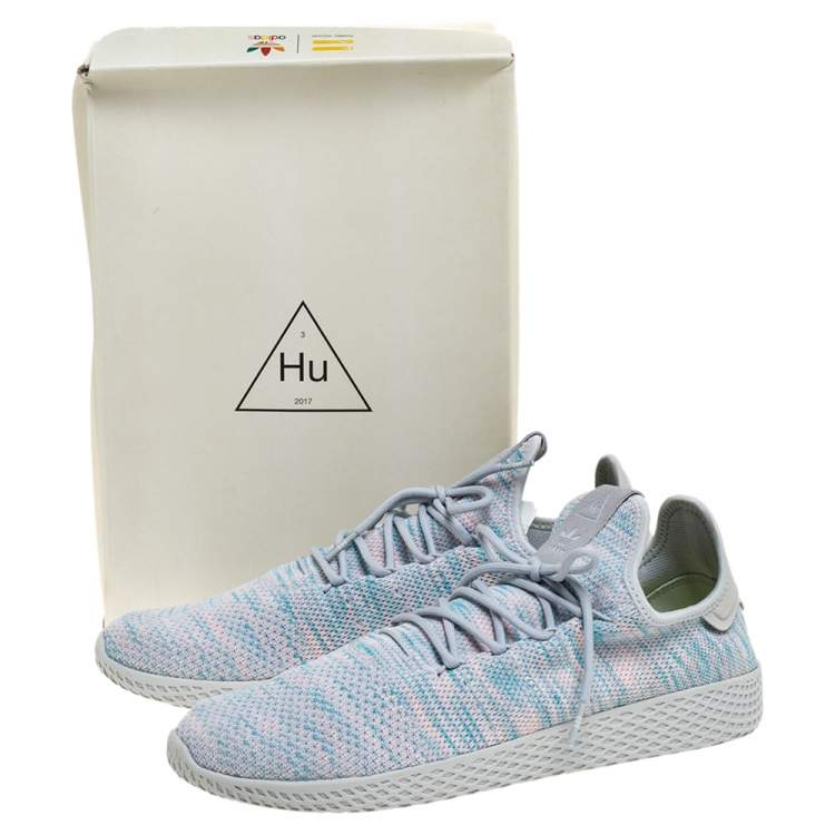 Pre Owned Pharrell Williams x Adidas Grey/Pink Cotton Knit  PW Tennis Hu Sneakers Size 46