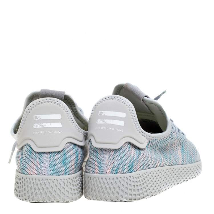 Pre Owned Pharrell Williams x Adidas Grey/Pink Cotton Knit  PW Tennis Hu Sneakers Size 46