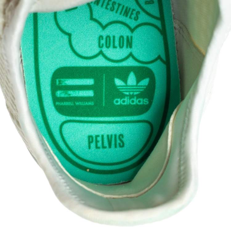 مملوكة مسبقًا Pharrell Williams x Adidas White/Green Cotton Knit PW Tennis Hu Sneakers Size 46