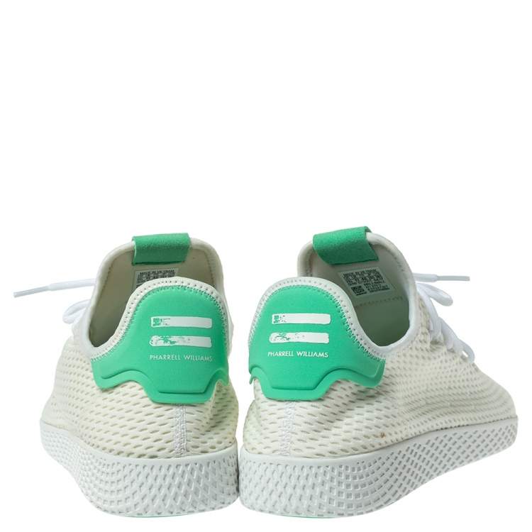 مملوكة مسبقًا Pharrell Williams x Adidas White/Green Cotton Knit PW Tennis Hu Sneakers Size 46