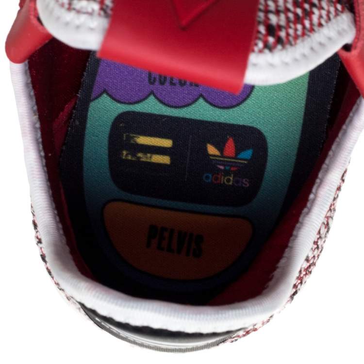 Pre Owned Pharrell Williams x Adidas Red/White Knit Fabric Solar Hu Sneakers Size 46