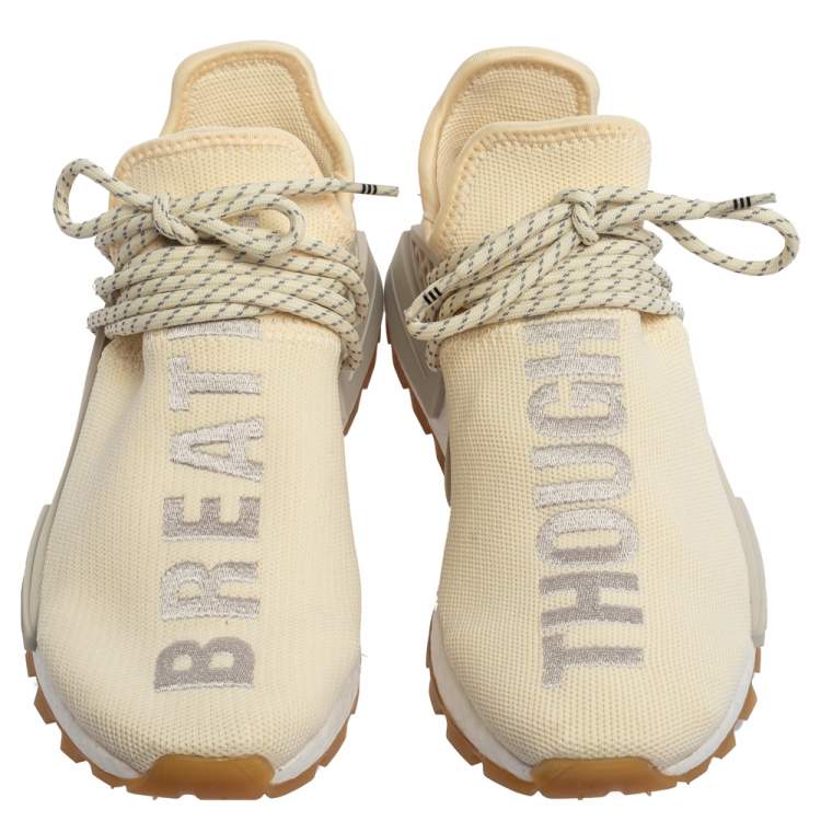 Pre Owned Adidas Cream White Fabric PW HU NMD PRD Pharrell Williams Sneakers Size 39.5
