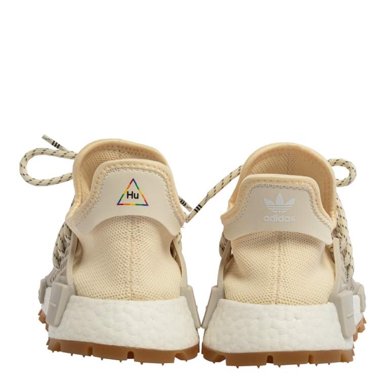 Pre Owned Adidas Cream White Fabric PW HU NMD PRD Pharrell Williams Sneakers Size 39.5