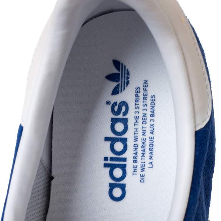 Pre Owned Adidas Blue/White Suede And Leather Gazelle Sneakers Size 46.5