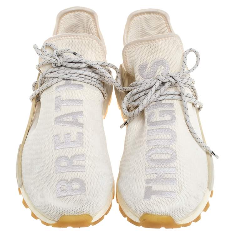 Pre Owned Adidas Cream White Fabric PW HU NMD PRD Pharrell Williams Sneakers Size 42 2/3