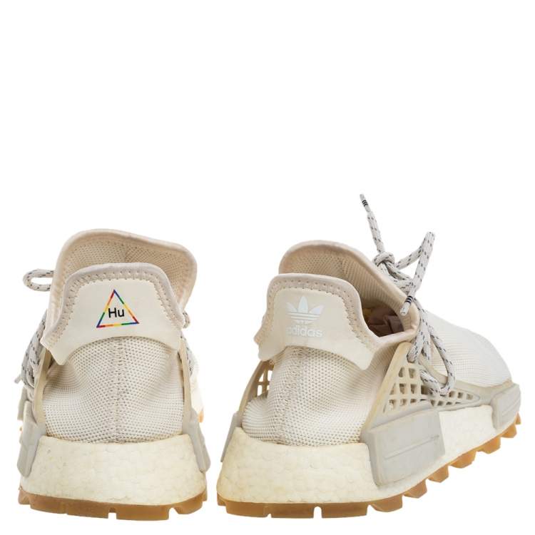 Pre Owned Adidas Cream White Fabric PW HU NMD PRD Pharrell Williams Sneakers Size 42 2/3