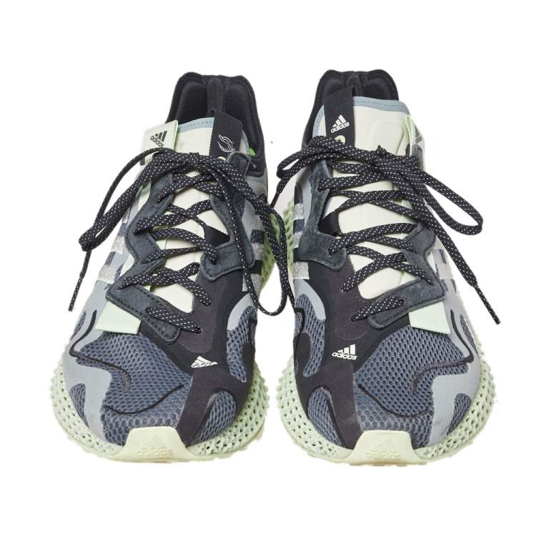 Pre Owned Adidas Grey Mesh And Suede Consortium Runner V2 4D Collegiate Sneakers Size 44 2/3