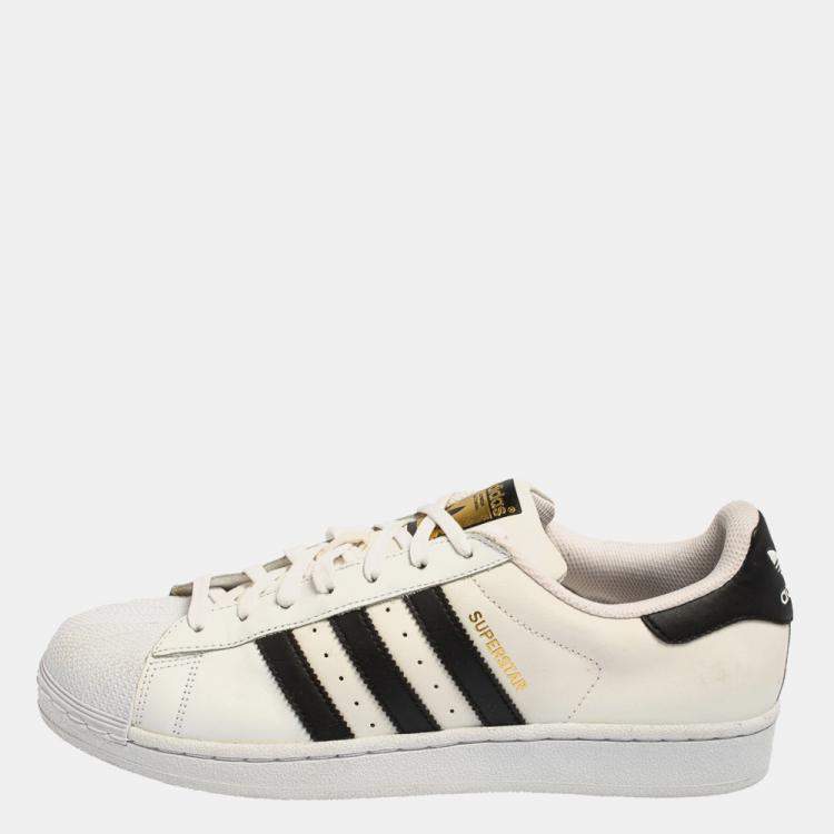kom tot rust bedriegen Nog steeds Adidas White/Black Leather And Rubber Cap Toe Superstar Low Top Sneakers  Size 42 2/3 Adidas | TLC