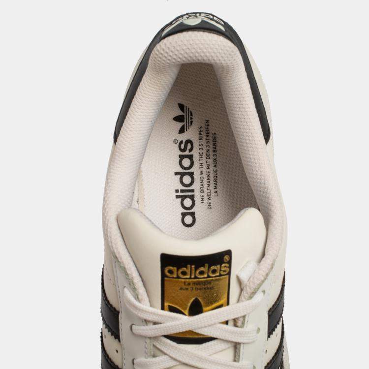 Pre Owned Adidas White/Black Leather And Rubber Cap Toe Superstar Low Top Sneakers Size 42 2/3