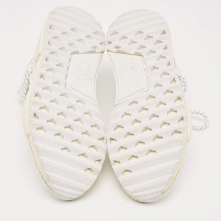 Pre Owned Pharrell Williams x Adidas White Knit Fabric Human Body NMD Sneakers Size 46 2/3