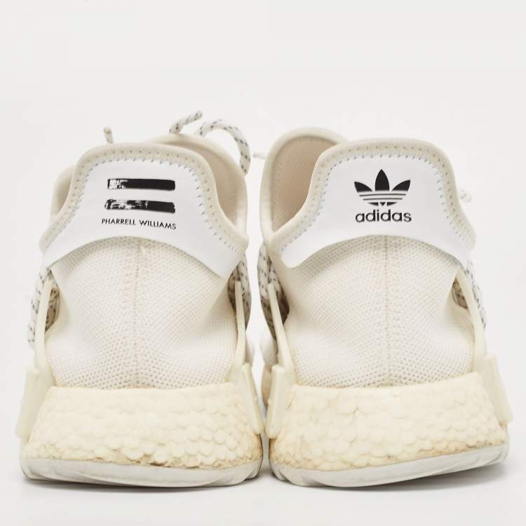 Pre Owned Pharrell Williams x Adidas White Knit Fabric Human Body NMD Sneakers Size 46 2/3