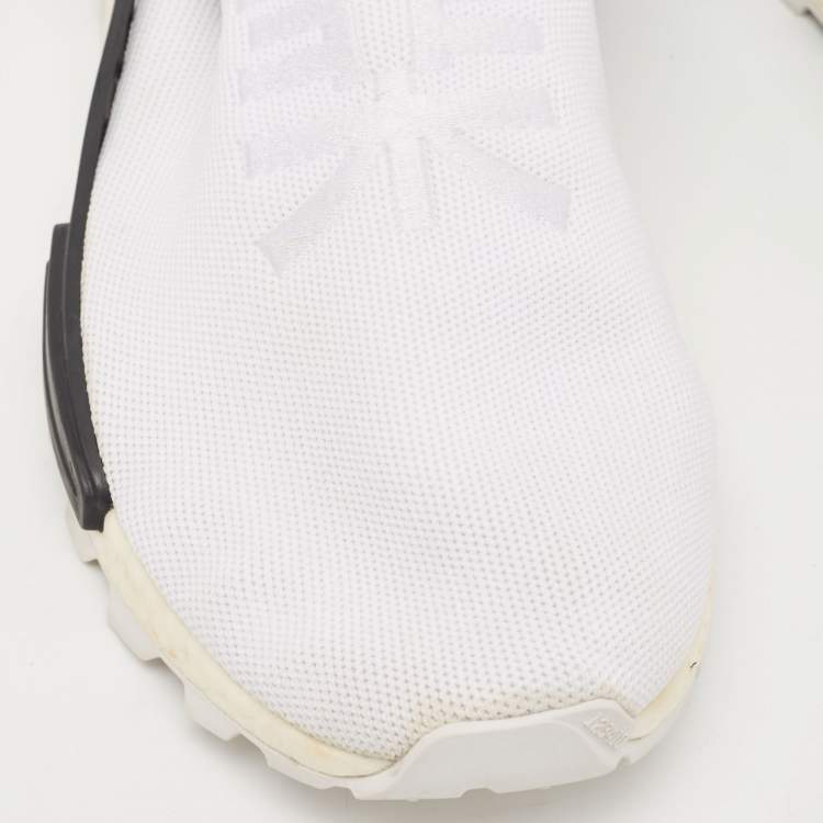 Pre Owned Pharrell Williams x Adidas White Fabric Human Body NMD Sneakers Size 46 2/3