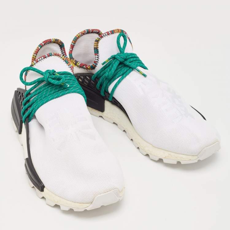 Pre Owned Pharrell Williams x Adidas White Fabric Human Body NMD Sneakers Size 46 2/3