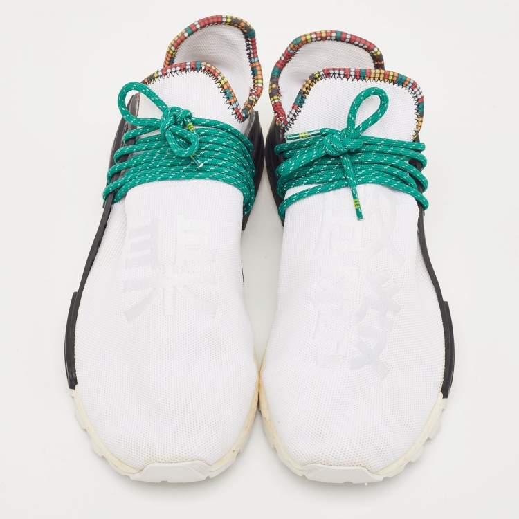 Pre Owned Pharrell Williams x Adidas White Fabric Human Body NMD Sneakers Size 46 2/3