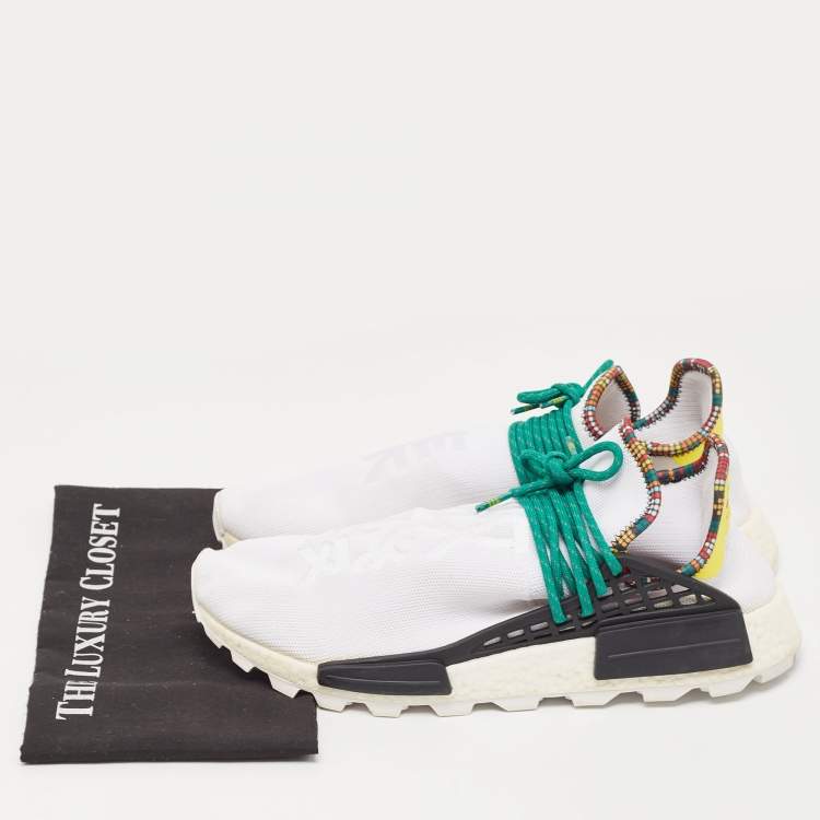 Pre Owned Pharrell Williams x Adidas White Fabric Human Body NMD Sneakers Size 46 2/3