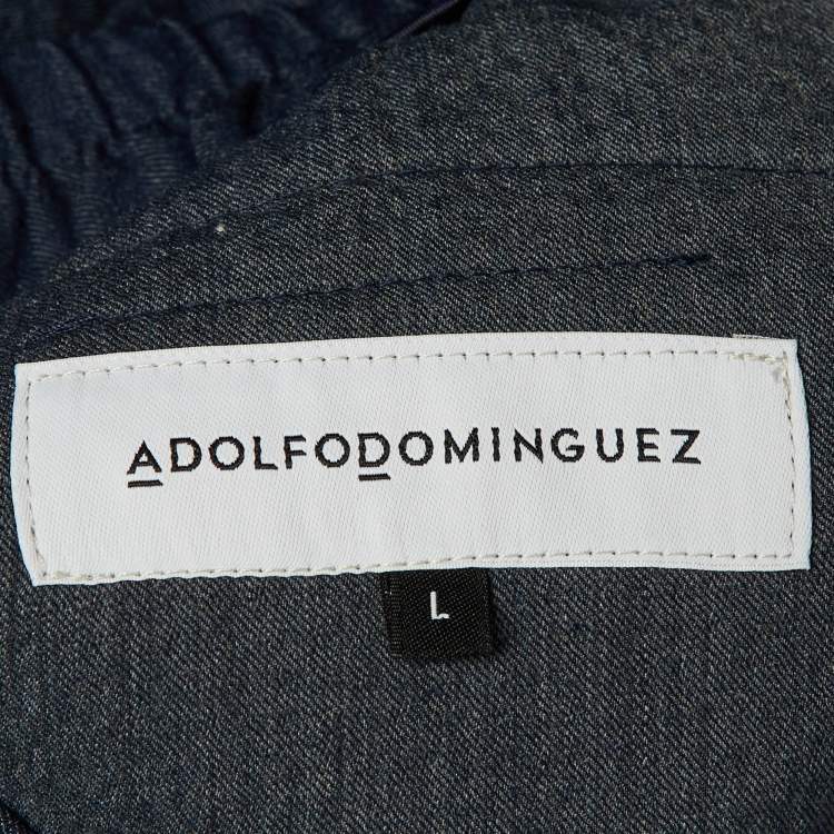 مملوكة مسبقًا Adolfo Dominguez Navy Blue Textured Wool Blend Pants L/Waist 33"