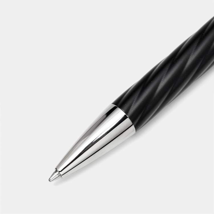 Pre Owned Aigner Black Textured Composite Silver Tone Ballpoint Pen