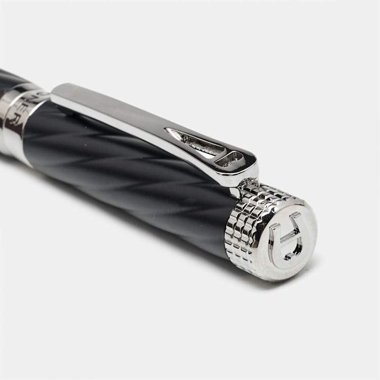 Pre Owned Aigner Black Textured Composite Silver Tone Ballpoint Pen