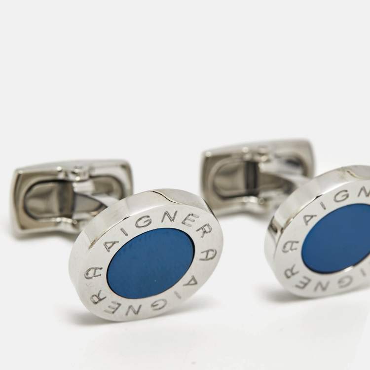 Pre Owned Aigner Two Tone Metal Cufflinks
