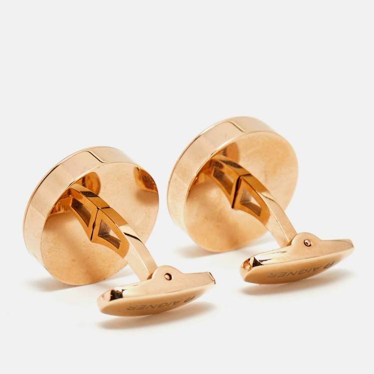 Pre Owned Aigner Logo Rose Gold Tone Cufflinks