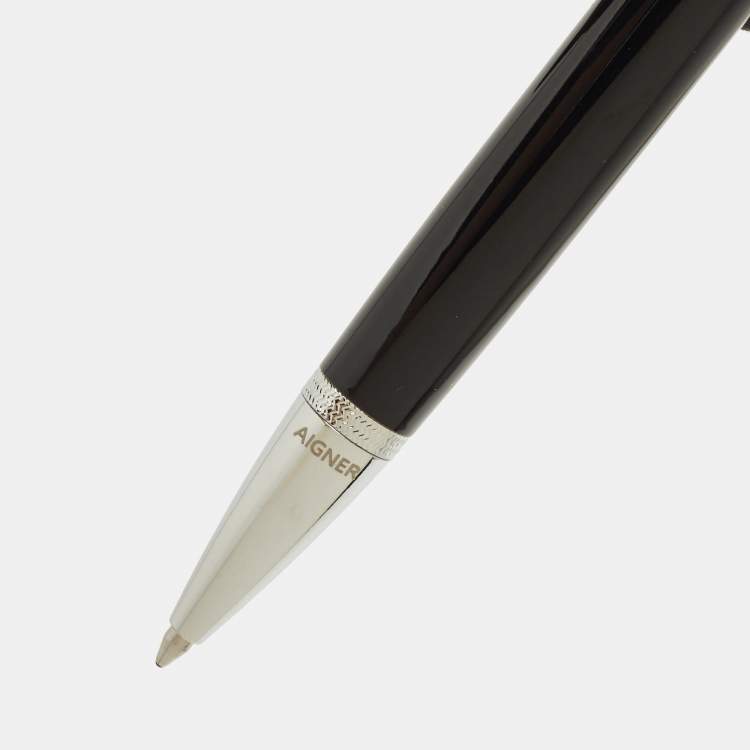 Pre Owned قلم حبر جاف أيغنر راتنج فضي أسود