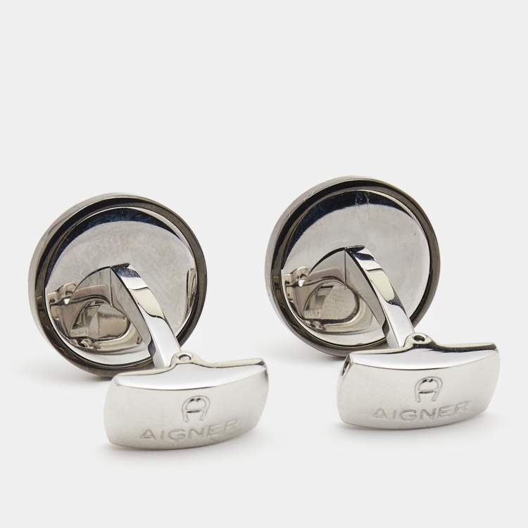 Pre Owned Aigner Metallic Grey Ballpoint Pen and Cufflinks Set