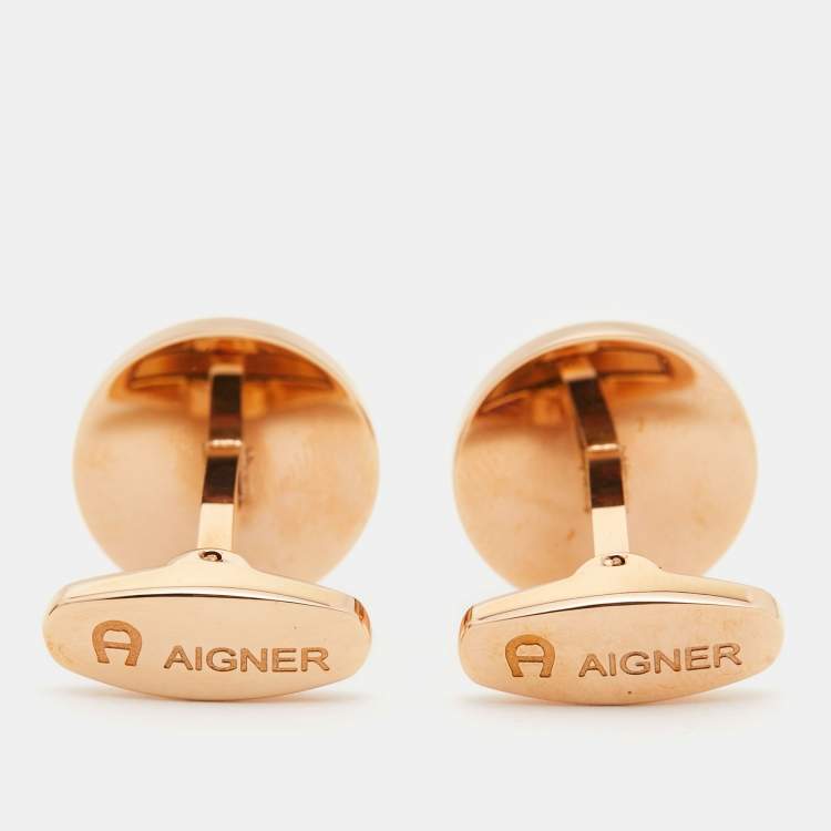 Pre Owned Aigner  Enamel Gold Tone Cufflinks