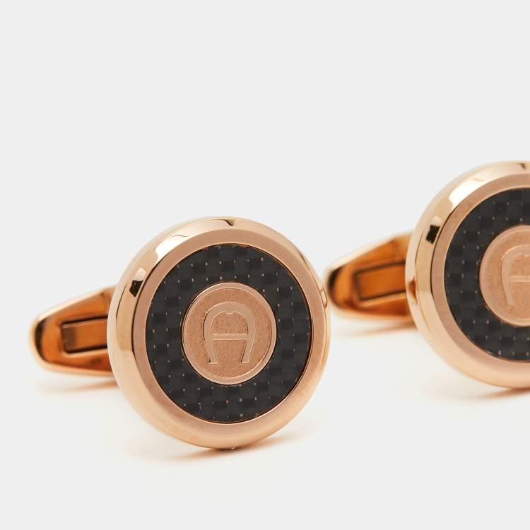 Pre Owned Aigner  Enamel Gold Tone Cufflinks