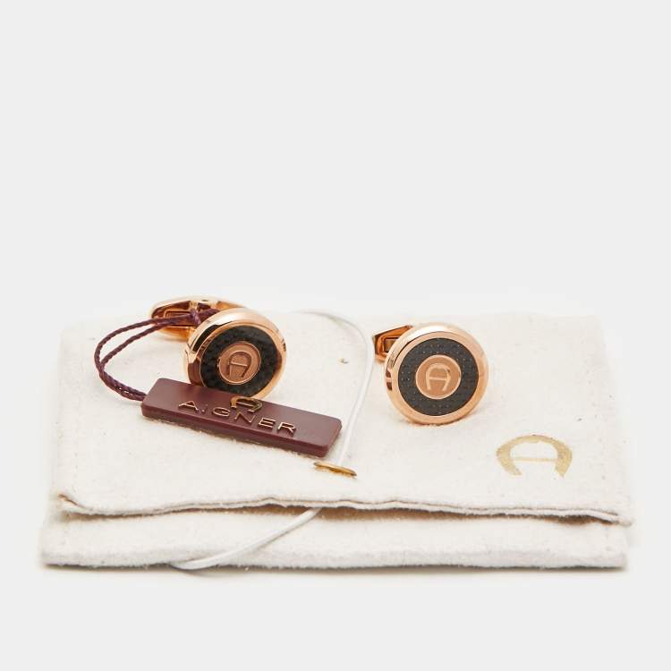 Pre Owned Aigner  Enamel Gold Tone Cufflinks