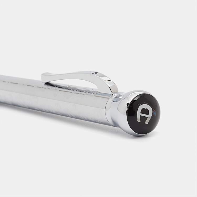 Pre Owned Aigner Logo Silver Tone Ball Pen