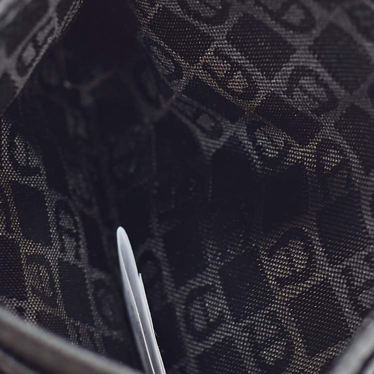 Pre Owned Aigner Black/Brown Monogram Coated Canvas and Leather Card Holder