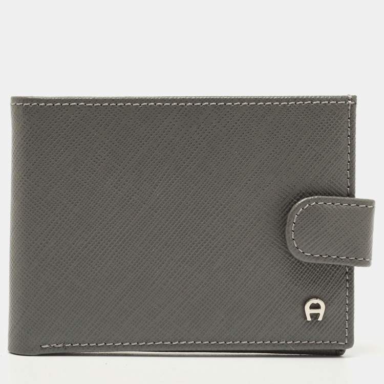 Pre Owned Aigner Grey Leather Wallet