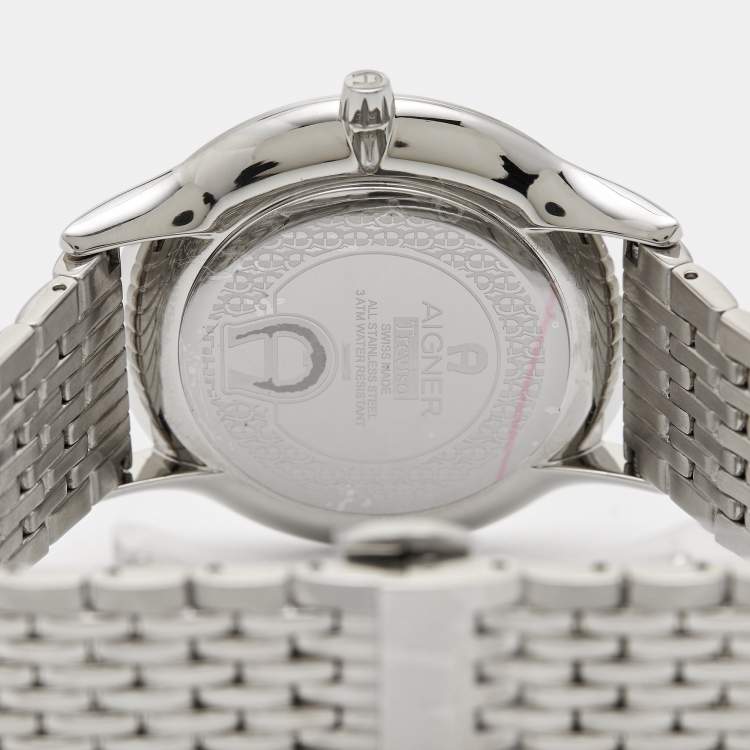 Pre Owned Aigner Blue Stainless Steel Treviso A44100 Men's Wristwatch 42 mm 