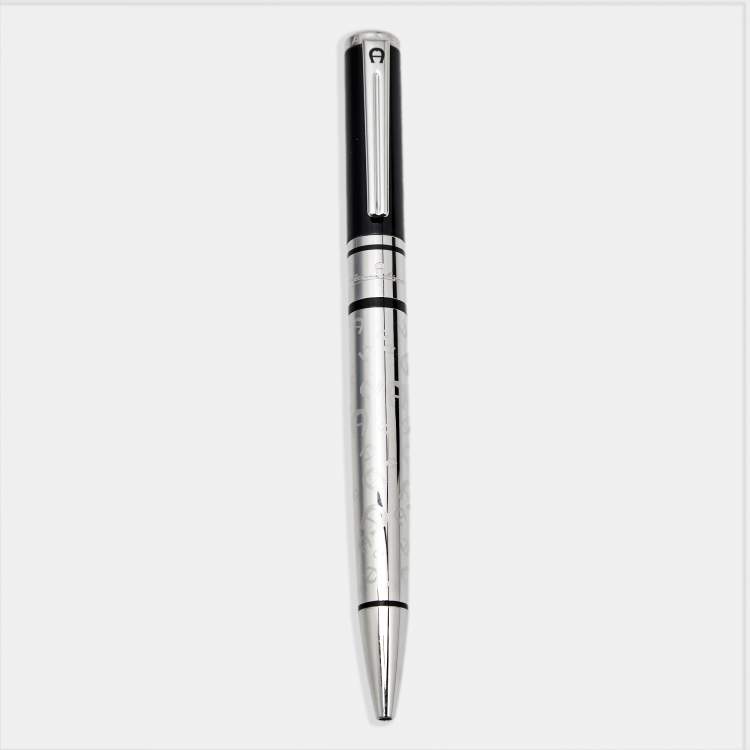 Pre Owned Aigner Logo Resin Silver Tone Ballpoint