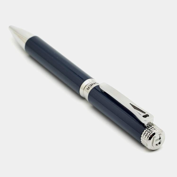 Pre Owned Aigner Blue Resin Silver Tone Ballpoint Pen