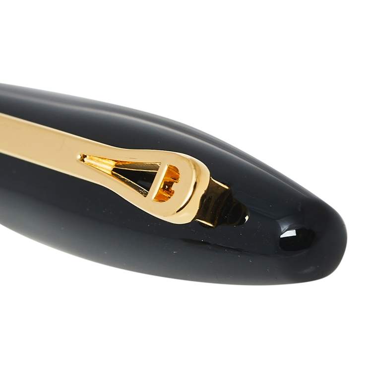 Pre Owned Aigner Black Resin Gold Tone Ballpoint Pen & Two Tone Cufflinks Set
