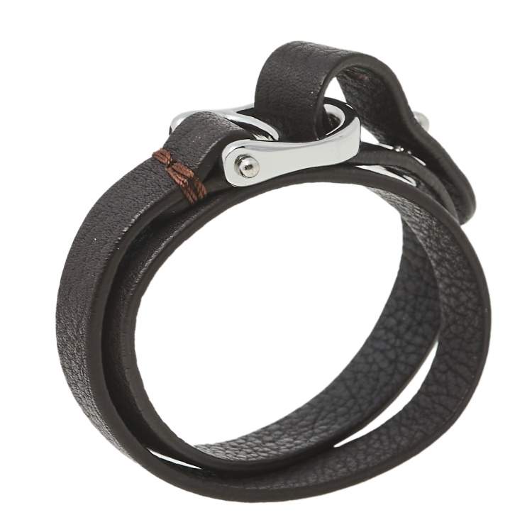 Christian Louboutin Men's Full-Grain Leather Wrap Bracelet