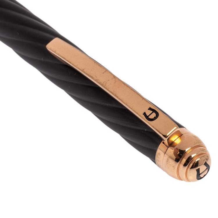 Pre Owned Aigner Black Logo Detail Gold Tone Ballpoint Pen 