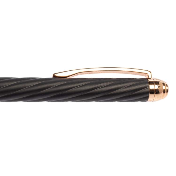 Pre Owned Aigner Black Logo Detail Gold Tone Ballpoint Pen 