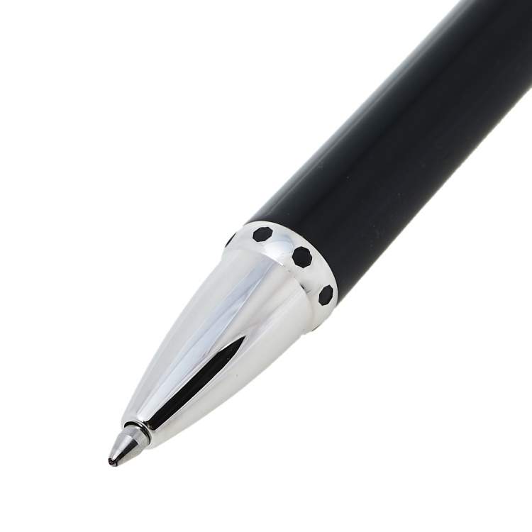 Pre Owned Aigner Black Resin Silver Tone Textured Ballpoint Pen