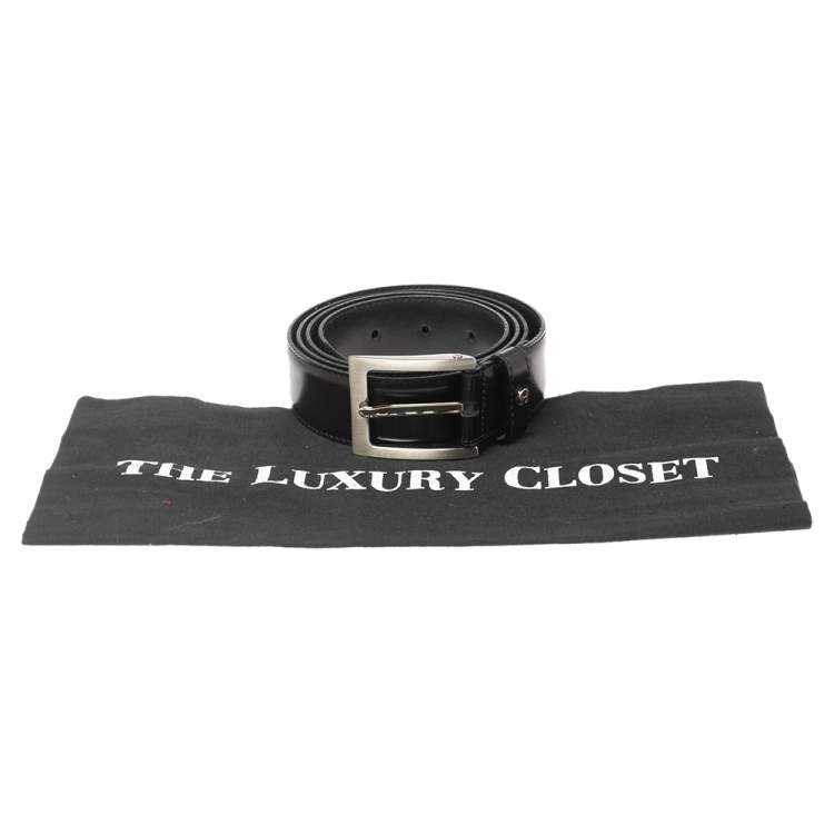 Pre Owned Aigner Black Leather Buckle Belt 110 CM