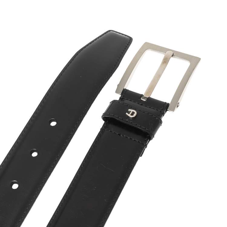 Pre Owned Aigner Black Leather Buckle Belt 110 CM