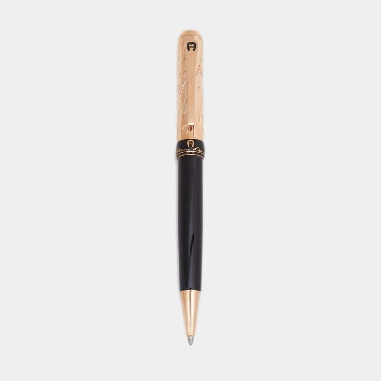 Etienne Aigner Black Resin Gold Tone Ballpoint Pen Aigner TLC