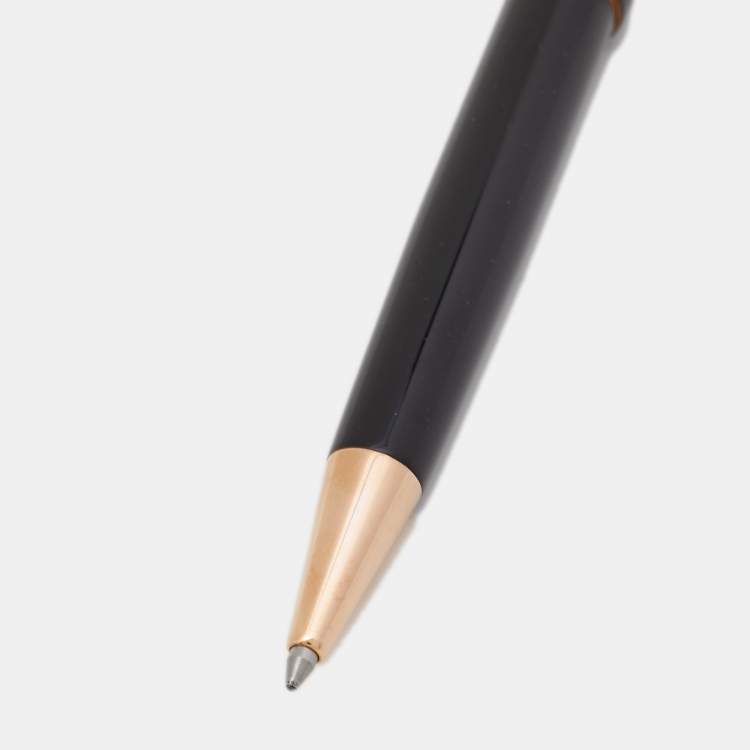Pre Owned Etienne Aigner Black Resin Gold Tone Ballpoint Pen