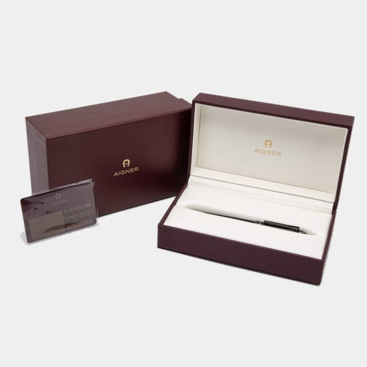 Pre Owned Aigner MASO Black Resin Black PVD Coated Ballpoint Pen