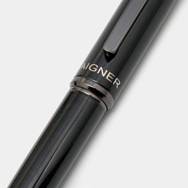 Pre Owned Aigner MASO Black Resin Black PVD Coated Ballpoint Pen