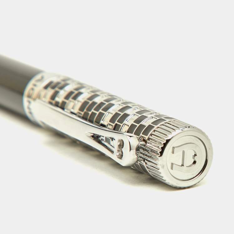 Pre Owned Aigner Leone Checkered Black Composite Silver Tone Ballpoint Pen